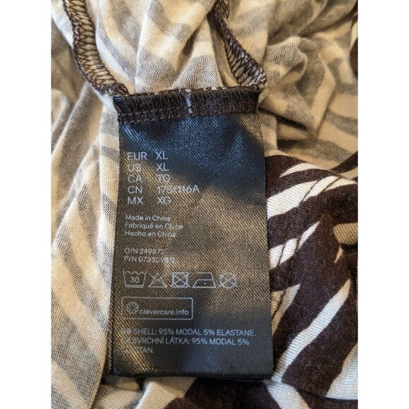 H&M Animal Print Mock Neck Top Womens XL Brown Tiger Stripe Long Sleeve Stretch - Picture 7 of 7